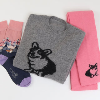 Royal Collection Unisex Corgi Dog Wool Jumper - Corgi Socks