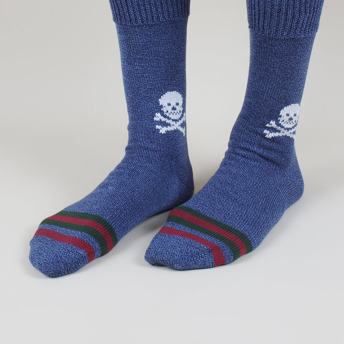 Men's Skull and Stripe Pure Cotton Boot Socks