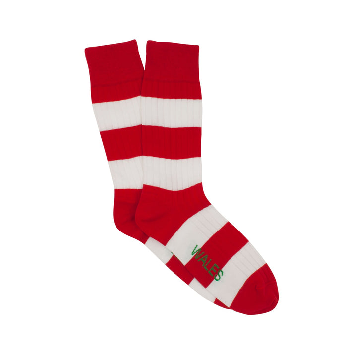 Welsh Rugby Stripe Cotton Socks - Corgi Socks
