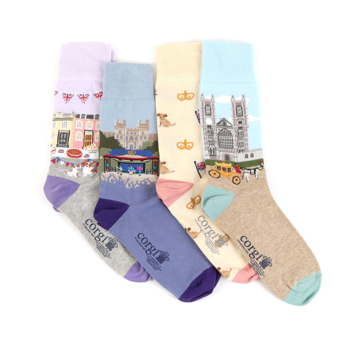 Women's 4-Pair Coronation Cotton Sock Gift Box - Corgi Socks