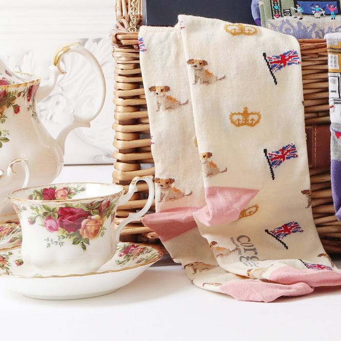 Women's Coronation Mini Icon Cotton Socks - Corgi Socks