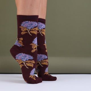 Women's Hydrangea Cotton Socks - Corgi Socks