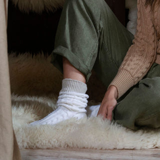 Women's Luxury Hand Knitted Multi Cable Pure Cashmere Socks - Corgi Socks