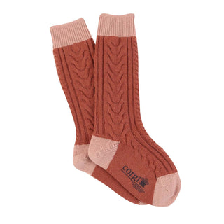 Women's Luxury Hand Knitted Multi Cable Pure Cashmere Socks - Corgi Socks