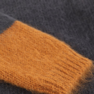 Men's Crew Neck Colour Block Mohair Sweater