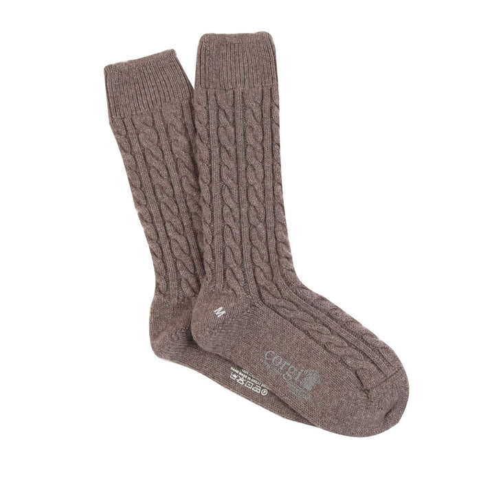 Men's Luxury Hand Knitted Prince of Wales Cable Pure Cashmere Socks