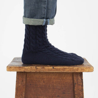 Men's Handmade  Cable Cashmere Socks