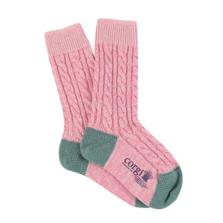 Women's Luxury Hand Knitted Cable Marl Cashmere & Cotton Socks