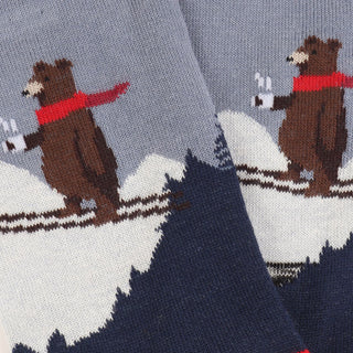 Kids Skiing Bear Cotton Socks